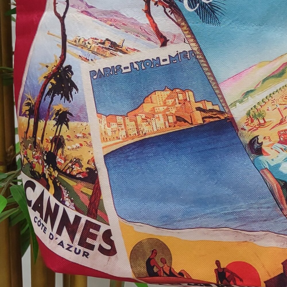 Lancôme Paris Cannes Cote D' Azur Red Tote Bag - Picture 5 of 7